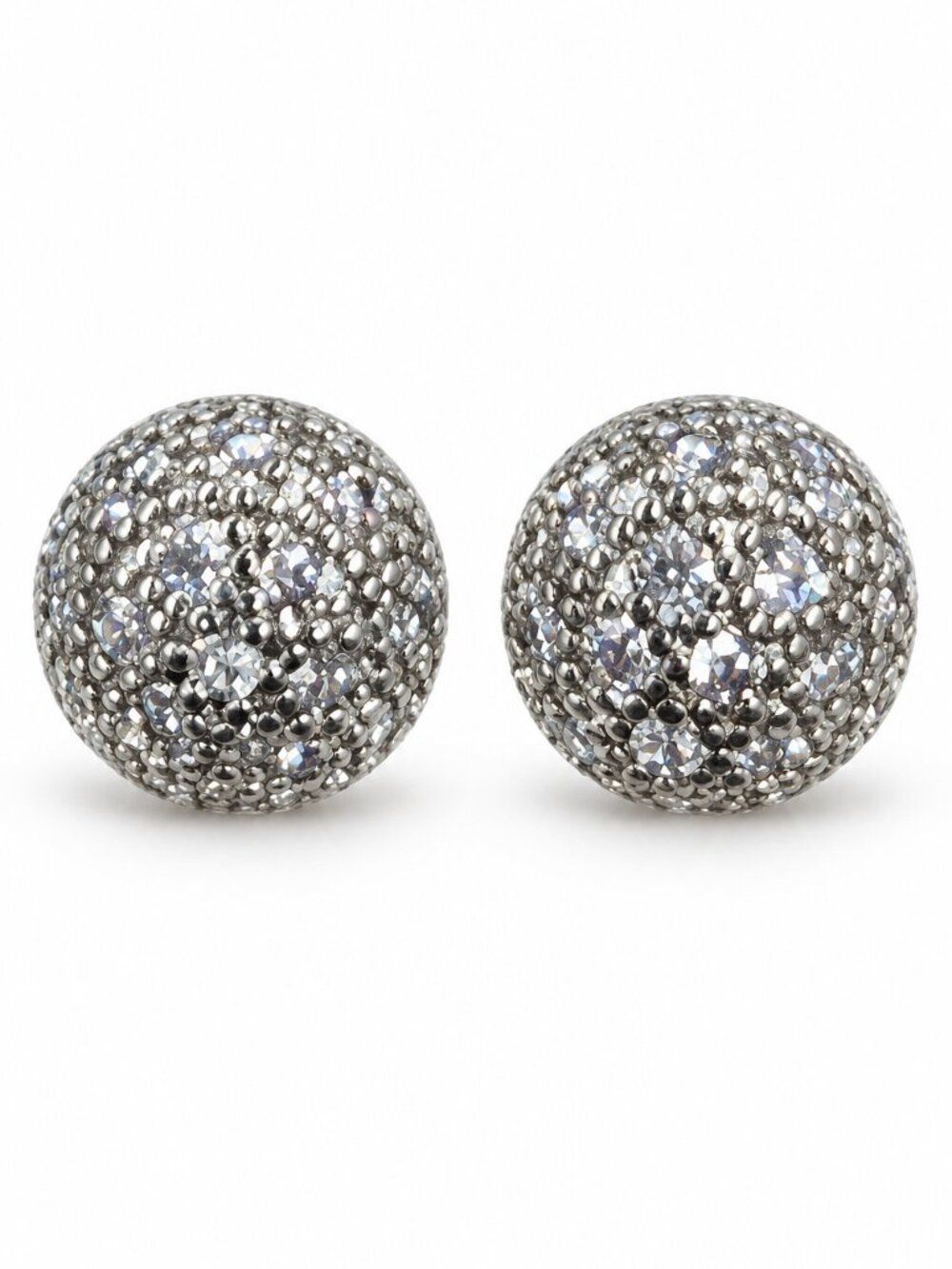 Mei Silver Pavé Crystal Stainless Steel Ball Stud Earrings